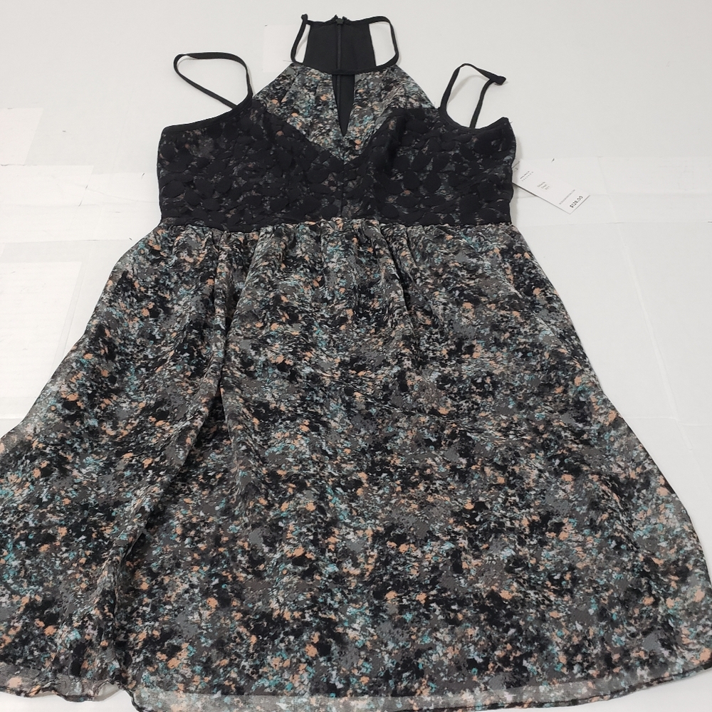 BCBGMAXAZRIA floral lace mini cocktail racer back dress Women's size 2 black nwt